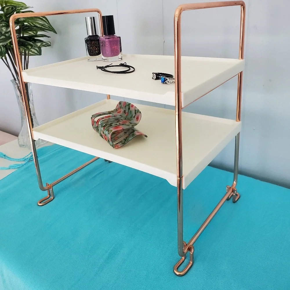 Rose gold makeup organizer, 2 shelves, great condition